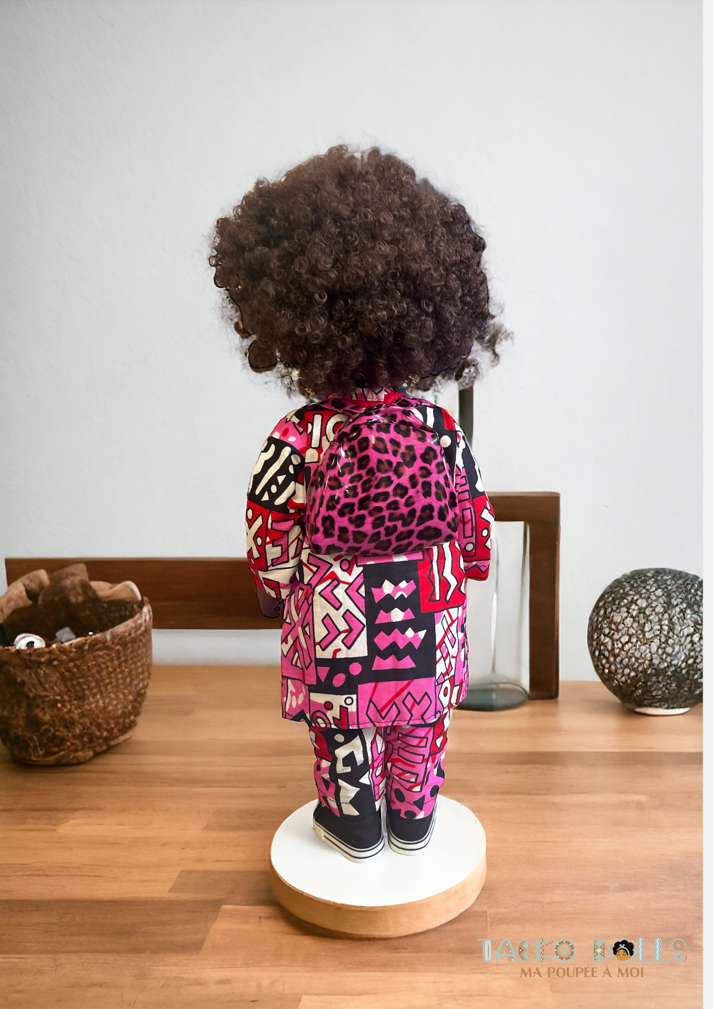 Sac à Dos Imprimé Léopard Rouge pour Poupée