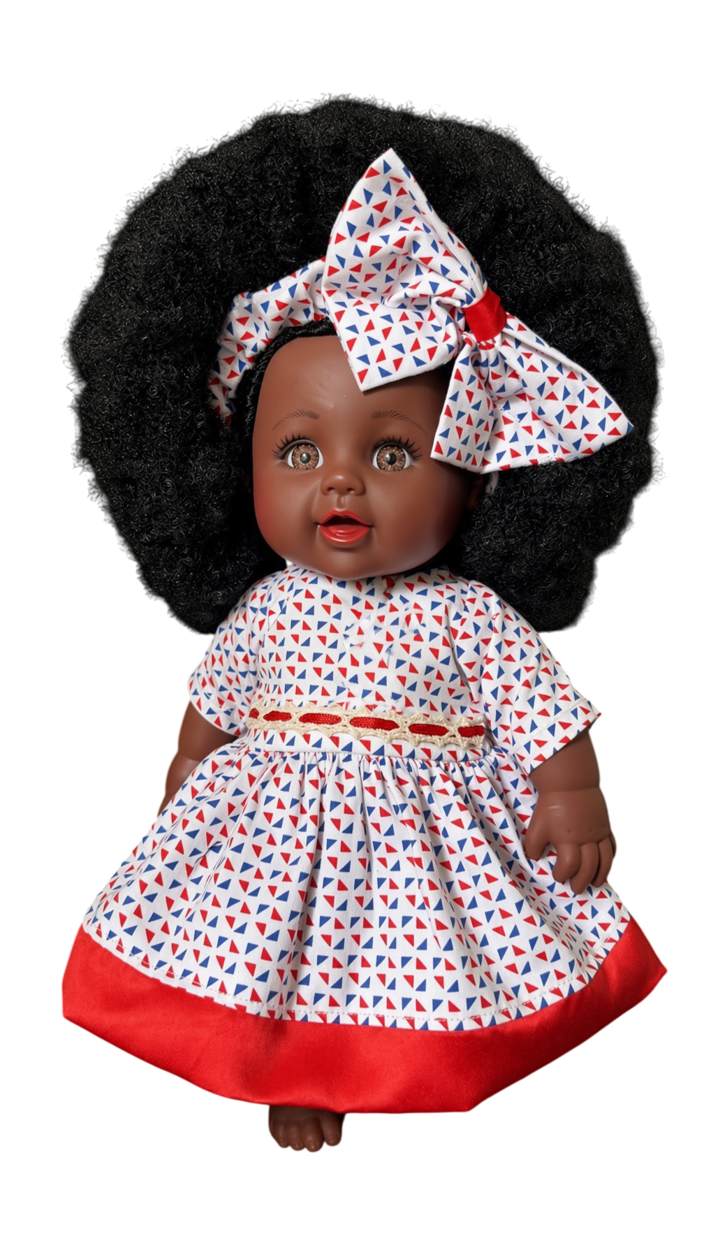 Poupée métisse Naïma 30 cm – Cheveux crépus à coiffer – Tenue rose rayée