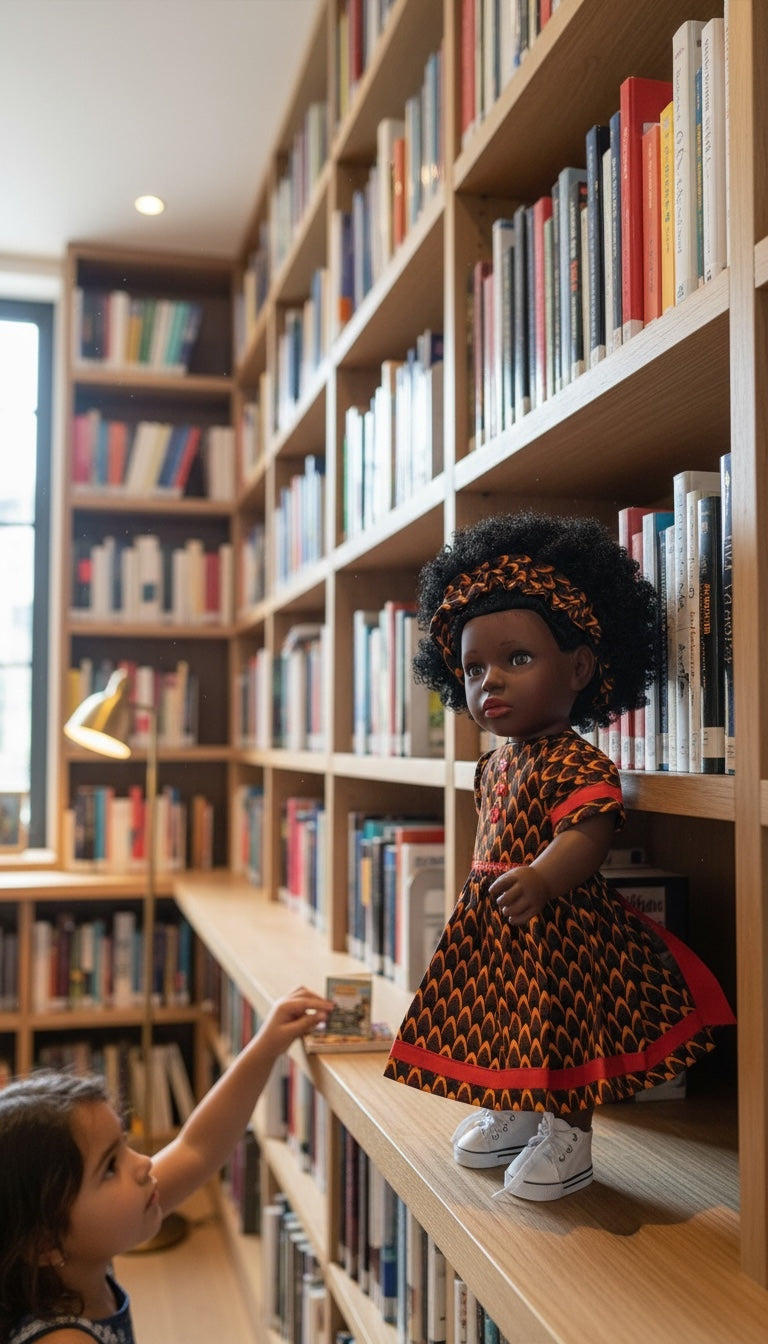 Yacine – Poupée noire aux cheveux crépus et robe africaine | Tackodolls