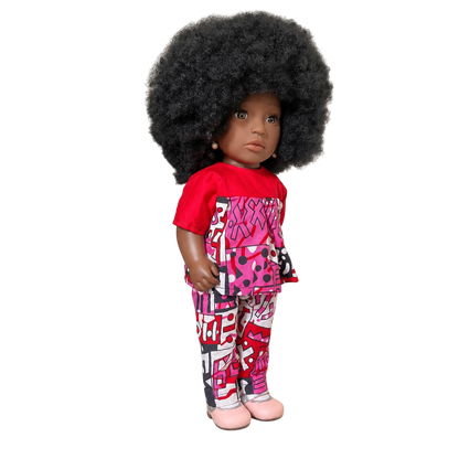 Poupée noire Sira 45 cm aux cheveux crépus – Tenue et chaussures incluses