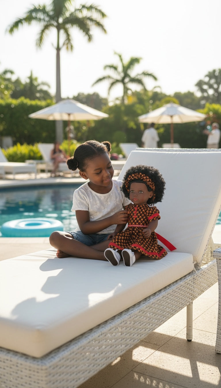 Yacine – Poupée noire aux cheveux crépus et robe africaine | Tackodolls