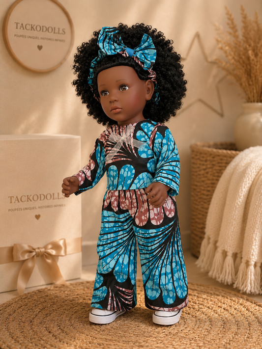 Maïna – Poupée noire au style palazzo africain | Tackodolls