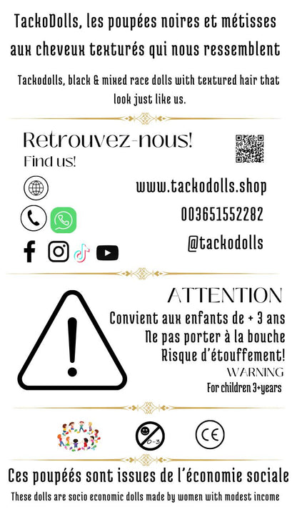 Kalia – Poupée noire aux cheveux crépus | Tackodolls